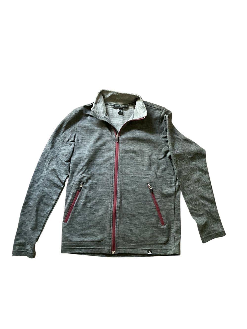 Prana Women's Gray Lightweight Full-Zip Jacket with Maroon Zippers